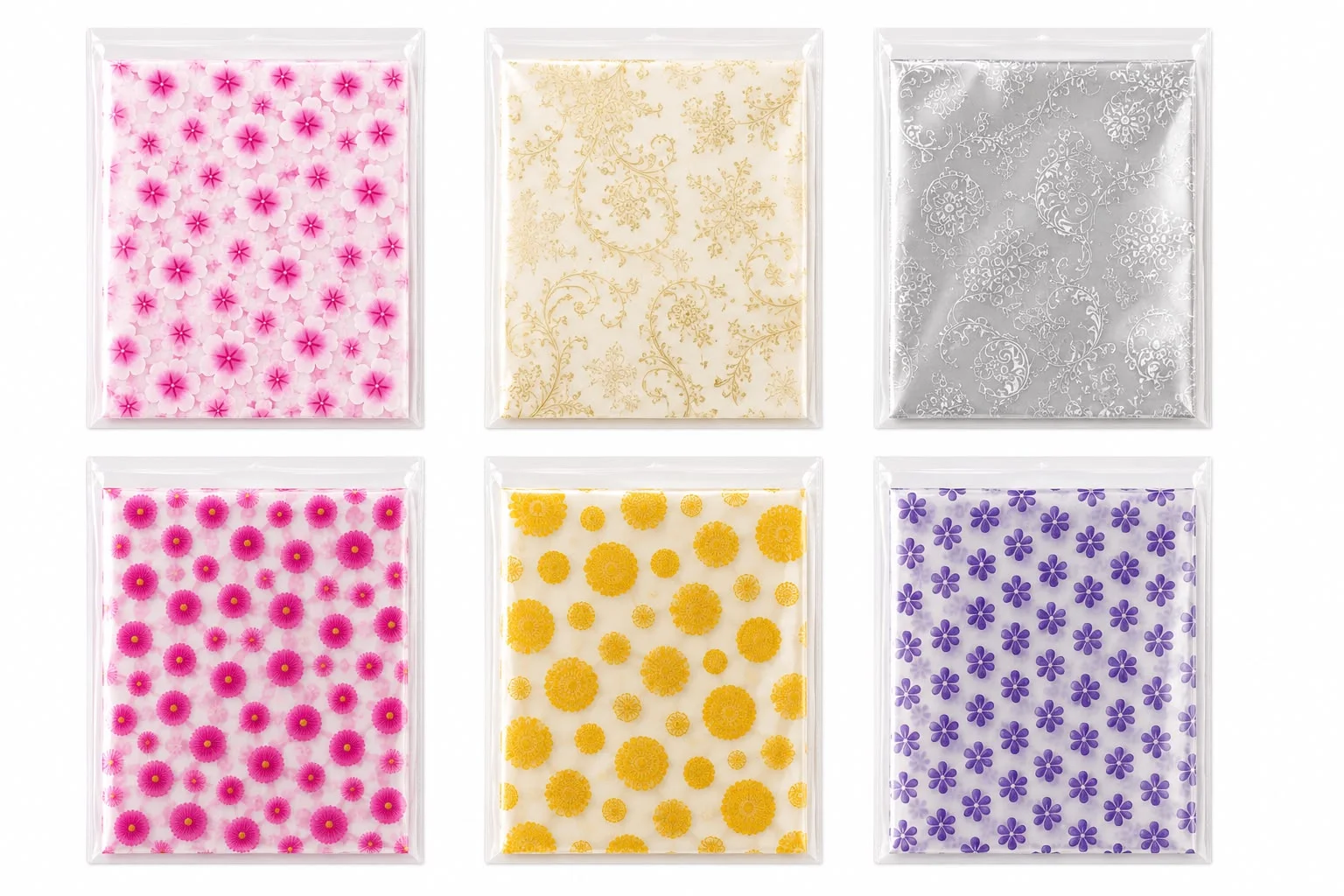 Printed cellophane pre cut packets (50 sheets in each pack)